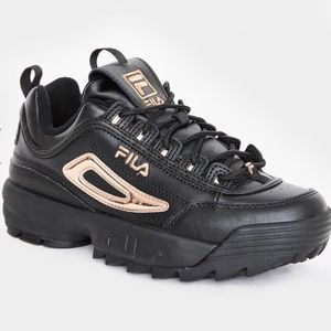 Fila Black Disruptor 2 Metallic Accent Sneakers